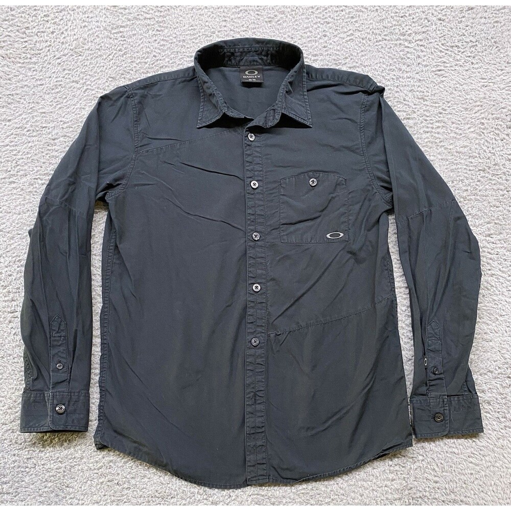 Oakley Shirt Mens Medium Black Hydrolix Long Sleeve Button Down